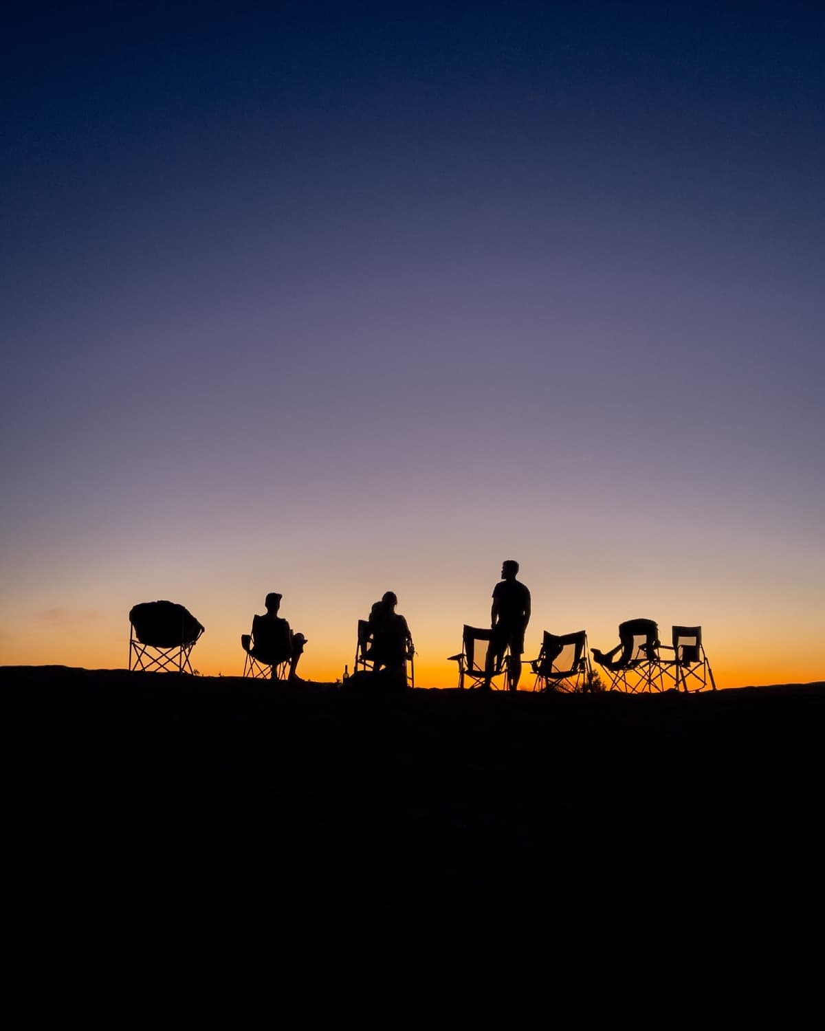 Camp chairs out, sun going down. This is the story.